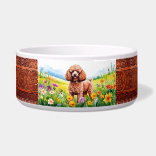 Schattige Poodle en Wilde Bloemen Voerbakje