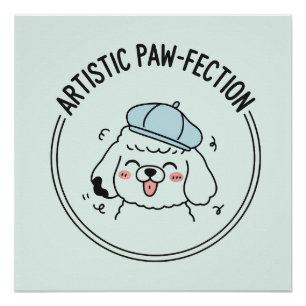 Schattige Poodle Puppy Groen Kunstwerk Helder Dood Perfect Poster
