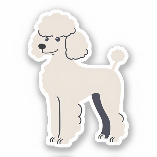 Schattige Poodle Sticker (Voorkant)