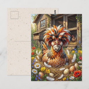 Schattige Poolse Kip Contact houden Briefkaart
