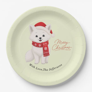 Schattige Poolvos in Kerstmuts & Winter Sjaal Papieren Bordje