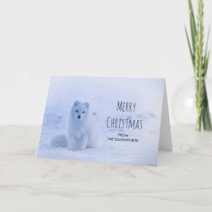 Schattige poolvos op sneeuw Prettig kerstfeest Kaart