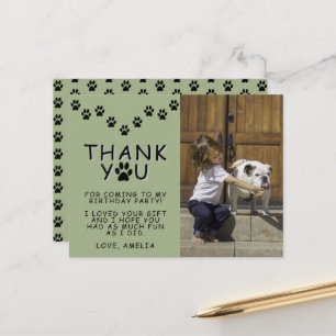 Schattige pootafdrukken Kinderen Verjaardag Foto B Briefkaart