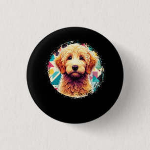 Schattige Portret Goldendoodle Dog op Golden Doodl Ronde Button 3,2 Cm