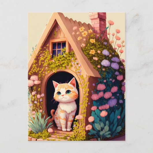 Schattige Posing Kitty Cat Illustratie Briefkaart (Voorkant)