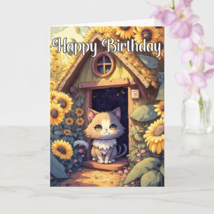 Schattige Posing Kitty Cat Illustratie Kaart