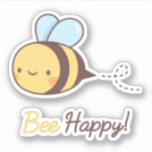 Schattige Positieve Bij Gelukkig Sticker (Voorkant)