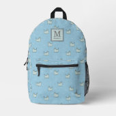 Schattige Powder Blue Cats Pattern met Monogram Bedrukte Rugzak (Voorkant)
