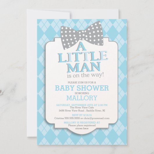 Schattige Preppy Bow Stropdas Argyle Little Man Ba Kaart (Voorkant)