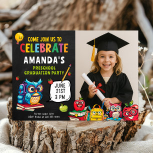Schattige Preschool Afstuderen Feest met foto Kaart