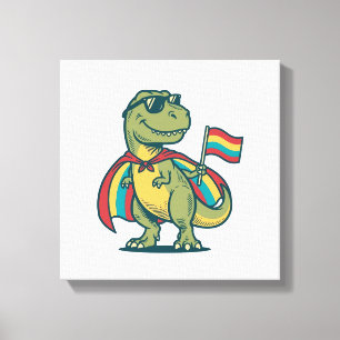Schattige Pride Dinosaur Vector T-shirt Ontwerp_1 Canvas Afdruk