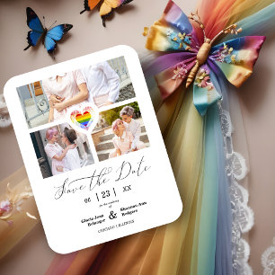 Schattige Pride Rainbow Heart Lesbisch Gay 3 foto' Magneet