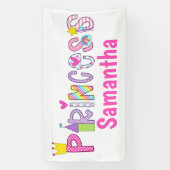 Schattige Princess Alphabet gepersonaliseerd Spandoek (Verticaal)
