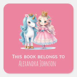 Schattige Princess & Eenhoorn Roze Kinder Labels