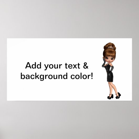 Schattige prinses diva feestbanner poster (Voorkant)