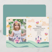 Schattige Prinses Foto Roze Kasteel Verjaardagsfee Kaart (Voorkant / Achterkant)