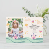 Schattige Prinses Foto Roze Kasteel Verjaardagsfee Kaart (Staand voorkant)