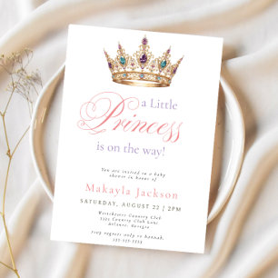 Schattige Prinses Gouden Kroon Baby Shower Kaart