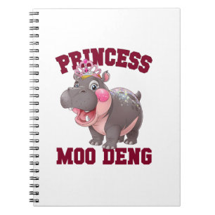 Schattige PRINSES MOO DENG Baby Hippo Girl Dabbing Notitieboek