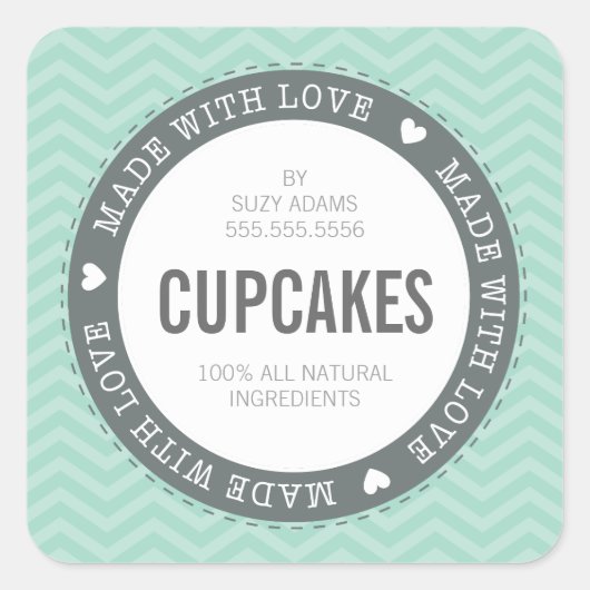 SCHATTIGE PRODUCT LABEL gemaakt met liefde chevron (Voorkant)