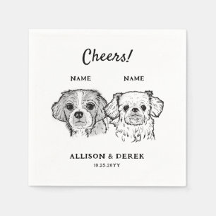 Schattige Proost Gepersonaliseerd 2 Dogs Trouwcock Servet