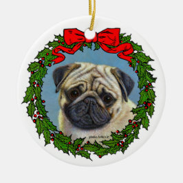 Schattige Pug Art van Glenda S. Harlan Keramisch Ornament