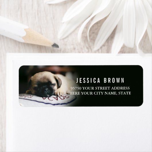 Schattige Pug custom retour adres label (Insitu)