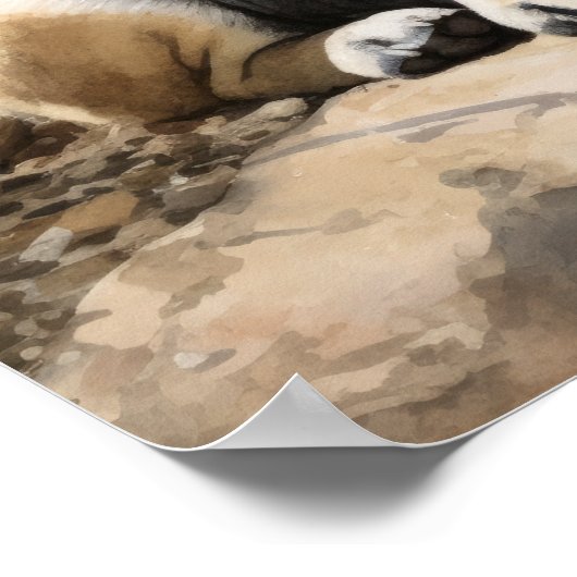 Schattige Pug Dog Art Print Poster (Hoek)