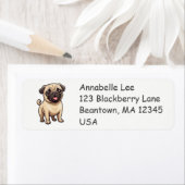 Schattige Pug Etiket (Insitu)