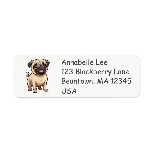 Schattige Pug Etiket (Voorkant)