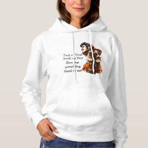 Schattige Pug Heks Halloween Snoep of een Beetje Hoodie