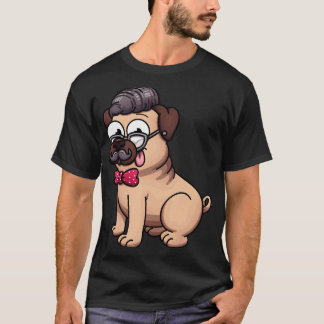 Schattige Pug Hipster Klassieker 602 T-shirt