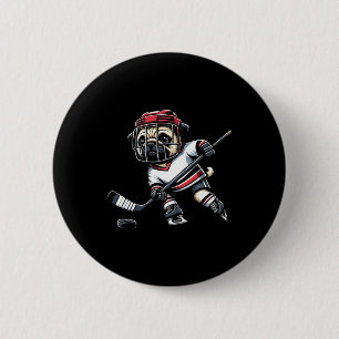 Schattige Pug-hockeyspeler hond voor mannen vrouwe Ronde Button 5,7 Cm
