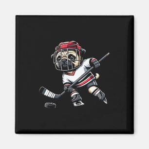 Schattige Pug-hockeyspelerhond voor mannen vrouwen Magneet