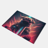 Schattige pug in Futuristic Robot Costume Deurmat (Schuin)