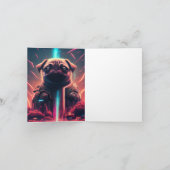 Schattige pug in Futuristic Robot Costume Kaart (Binnen)