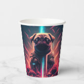 Schattige pug in Futuristic Robot Costume Papieren Bekers (Achterkant)