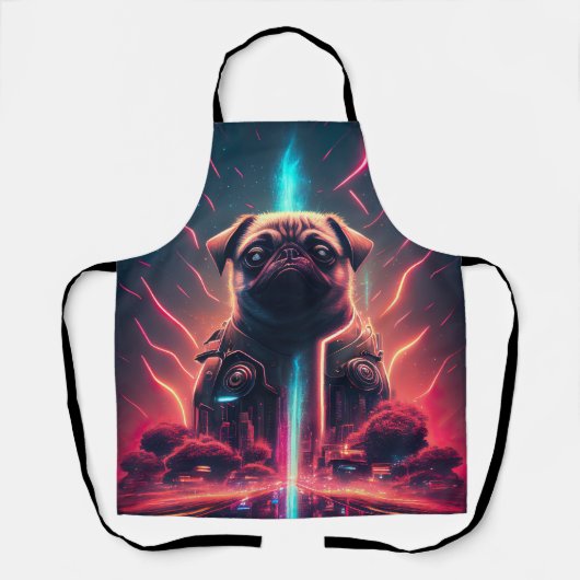 Schattige pug in Futuristic Robot Costume Schort (Voorkant)