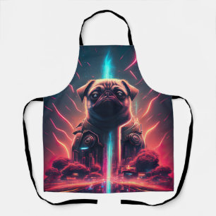 Schattige Pug in futuristisch robotkostuum Schort