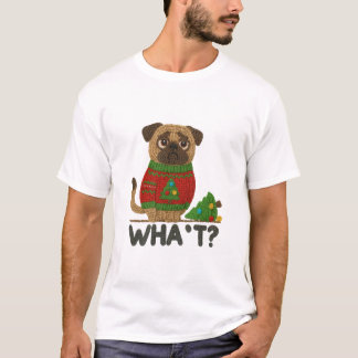 Schattige Pug in Kersttrui met Grappige T-shirt