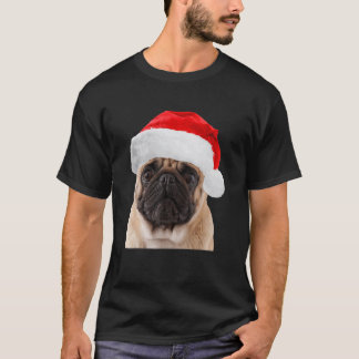 Schattige Pug Kerstman Hoed Afbeelding Pugs Kerst  T-shirt