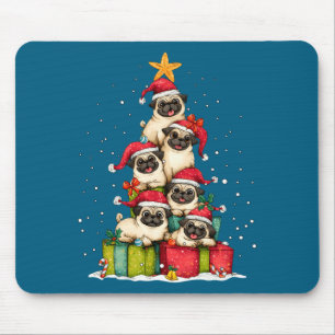 Schattige Pug Le Hond Kerstboom Kerstmuts Lange Mo Muismat