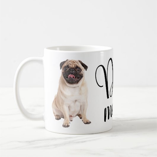 Schattige Pug Mam Puppy Dog Mam Koffiemok (Links)