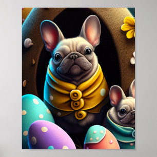 Schattige pug met paaseieren Een feestelijke en sn Poster
