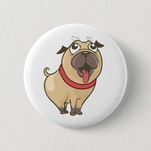 Schattige Pug Moeder Puppy Hond Vader Pugs Cartoon Ronde Button 5,7 Cm