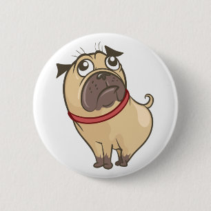 Schattige Pug Moeder Puppy Hond Vader Pugs Cartoon Ronde Button 5,7 Cm