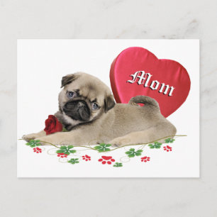 Schattige Pug Mom Ontwerp Briefkaart