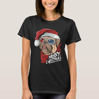 Schattige Pug Puppie Hond Sinterklaas Kerstmis Kla T-shirt