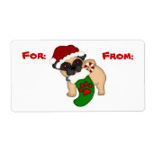 Schattige Pug Puppy Christmas Gift Label (Voorkant)