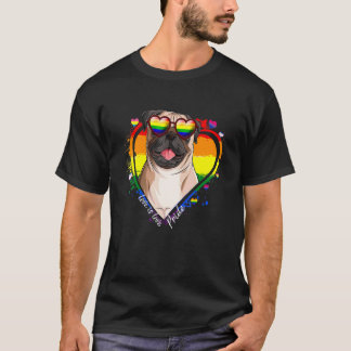 Schattige Pug Regenboog Hart Gay Pride Lgbt Hond T-shirt